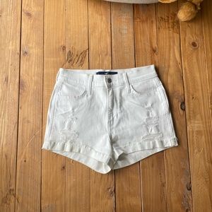 Hollister white denim shorts high waisted